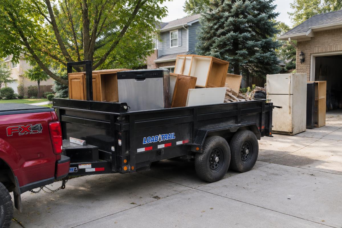 Appliance and remodel debris removal in a Centennial, CO driveway by EZ Haulaway