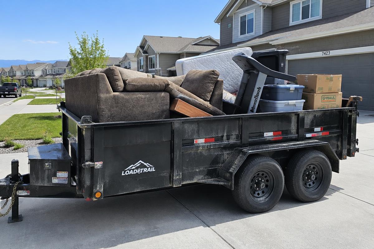 Couch, mattress and treadmill removal from a Highlands Ranch, CO basement cleanout